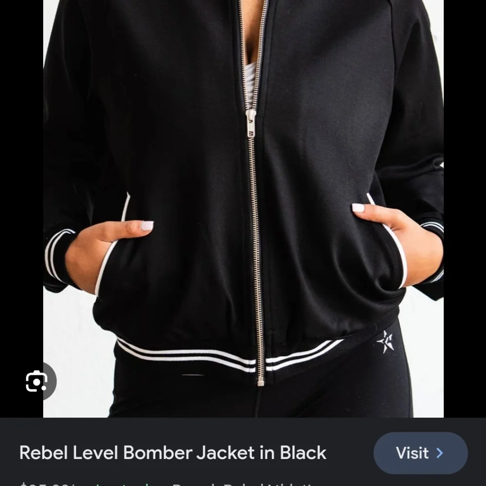 Adult Small Black Rebel Bomber Jacket - Picture 5 of 5